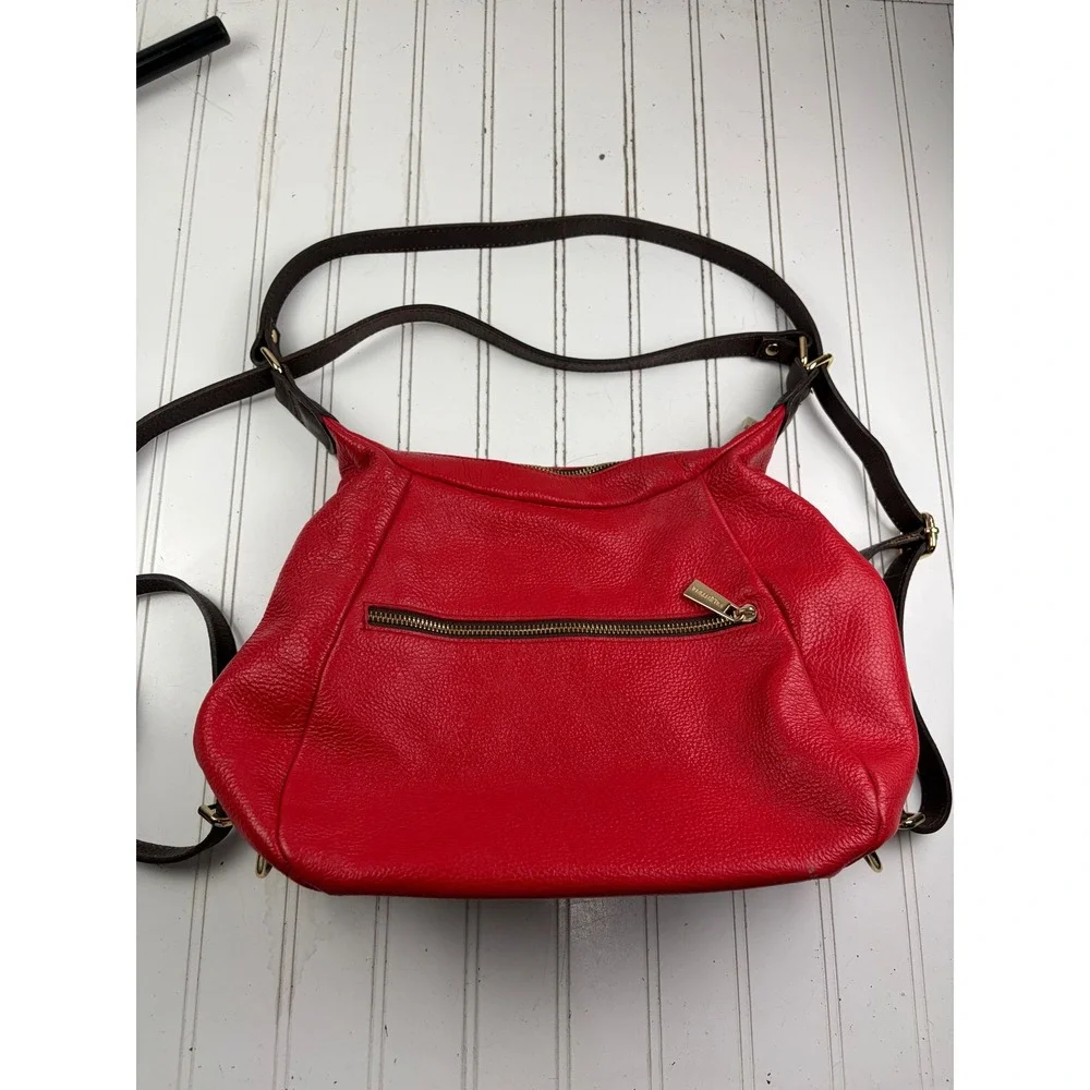 Valentina Vintage Y2K Red Pebbled Leather Slouchy Hobo Shoulder Bag Purse